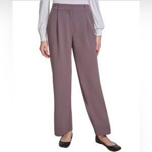 DKNY Wide Leg Dress Pants High Rise Taupe Size 14 Business Casual Office NWT